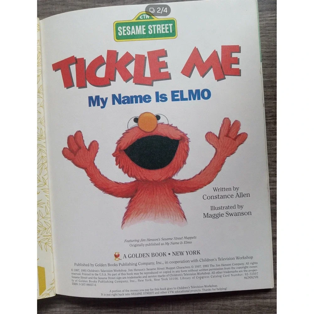 ORIGINAL Vintage 1993 Sesame Street Tickle Me‎ Elmo Golden Book